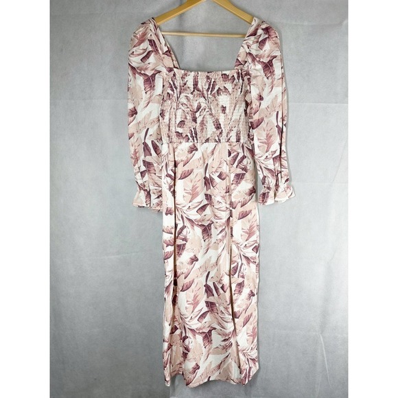 House of Harlow 1960 Linen Palm Print Midi Dress Size Small - Picture 2 of 9